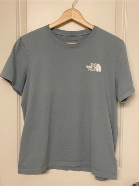 The North Face Women's Short Sleeve Tee in Dusty Blue with White Logo